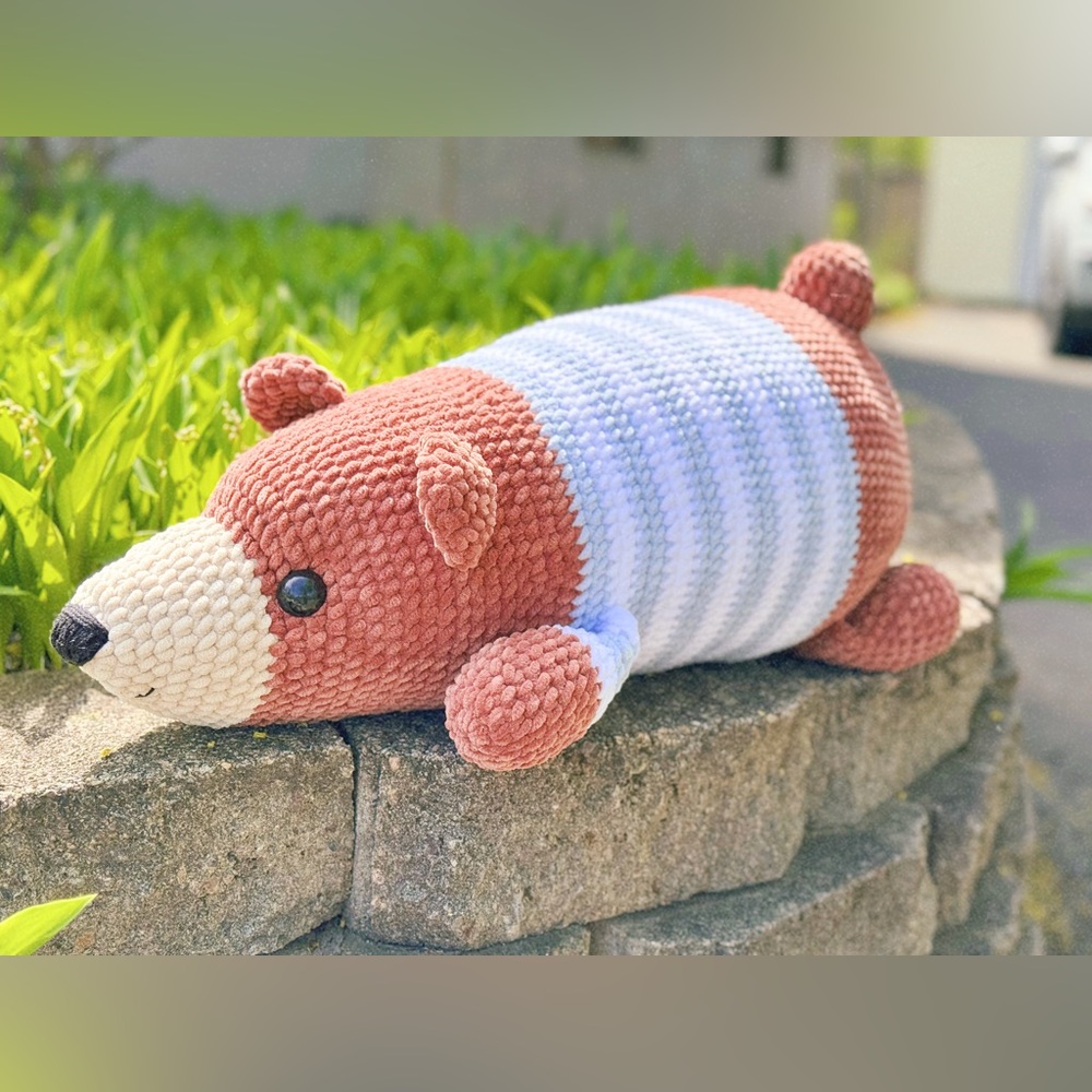 Plush Striped Bear Pillow